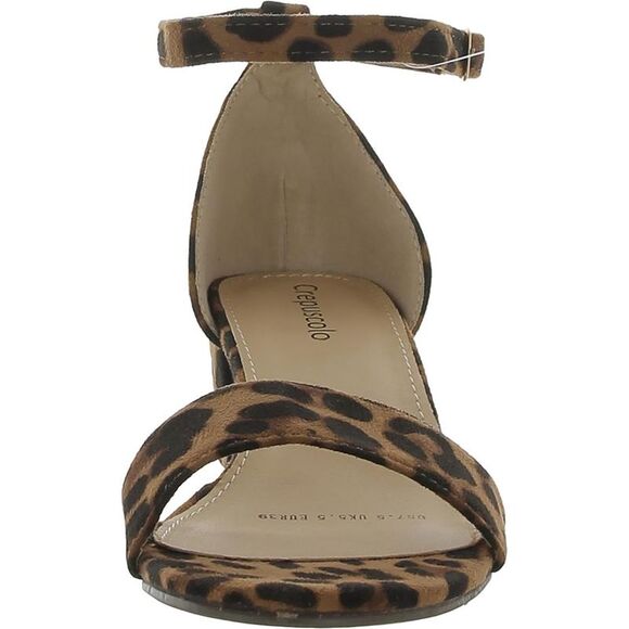 CREPUSCOLO Womens Brown Animal Print Ankle Strap Block Heel Heels Shoes NWT - Picture 2 of 3